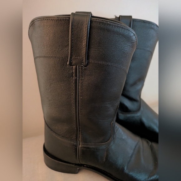 Old West Black Leather Boots 10 Mens - Picture 4 of 8